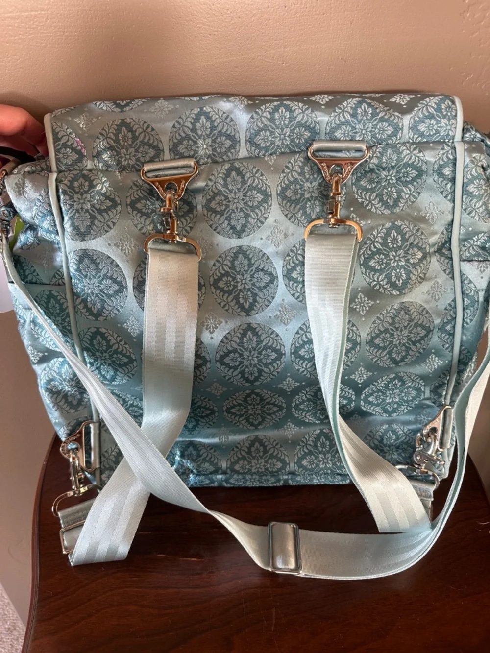 Petunia Pickle Bottom Light Blue Patterned Baby Bag